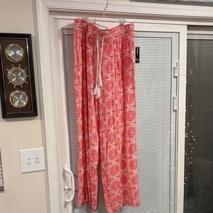 New Directions Pink Floral Wide Leg Pants